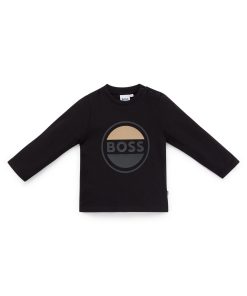 Hugo Boss-Kids’ long-sleeved T-shirt in cotton with logo artwork-boss store