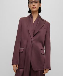 Hugo Boss Tailored Jackets-Single-breasted blazer with scarf detail-boss store