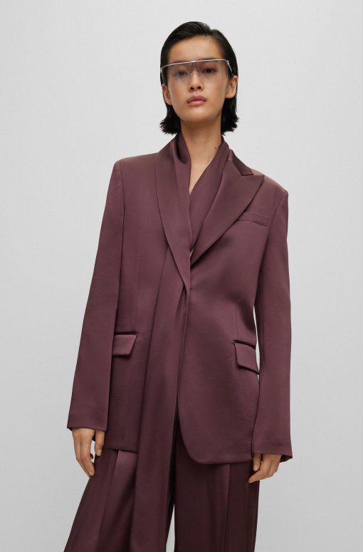 Hugo Boss Tailored Jackets-Single-breasted blazer with scarf detail-boss store