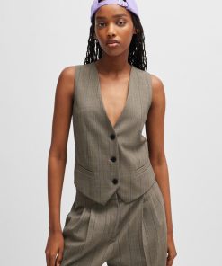 Hugo Boss Tailored Jackets-Regular-fit waistcoat in striped cloth-hugo