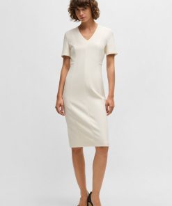 Hugo Boss Dresses-V-neck dress in stretch fabric-hugo boss sale 2