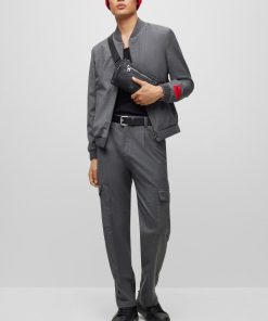 Hugo Boss-Suit pants in melange stretch-wool flannel-hugo boss store near me 2