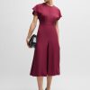 Hugo Boss Dresses-Melange dress with frayed and gathered details-hugo boss outlet 4