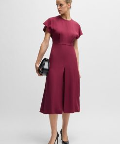 Hugo Boss Dresses-Keyhole-neckline dress with plissé insert-hugo