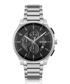 Hugo Boss Watches-Stainless-steel chronograph watch with transparent dial-hugo