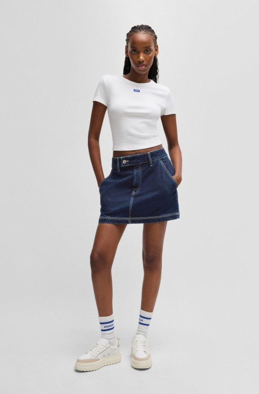 Hugo Boss Skirts-Denim mini skirt with contrast stitching-boss near me - Image 2