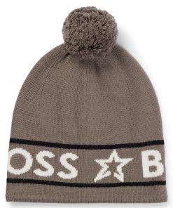 Hugo Boss-BOSS x Perfect Moment wool beanie hat with logo intarsia-boss store