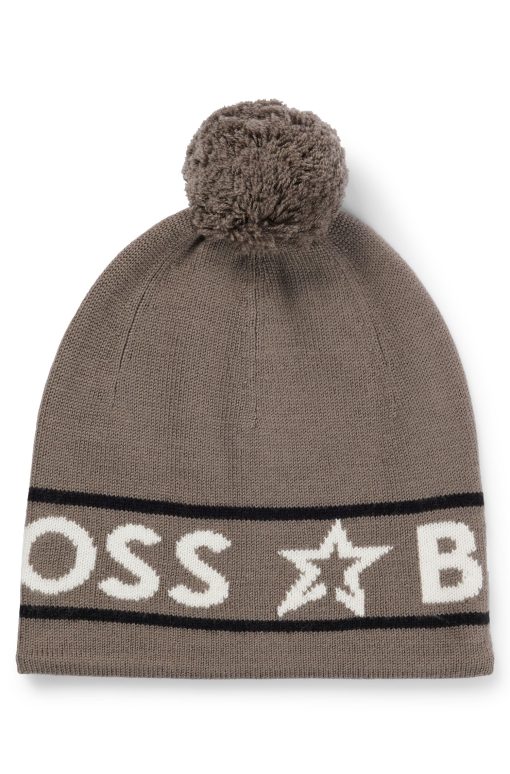 Hugo Boss-BOSS x Perfect Moment wool beanie hat with logo intarsia-boss store