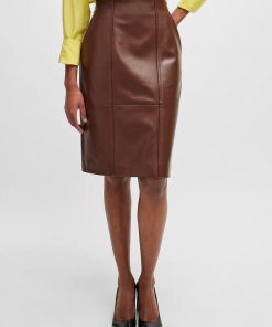 Hugo Boss Skirts-Seam-detail pencil skirt in lamb leather-hugo boss store