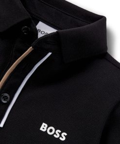 Hugo Boss-Kids’ long-sleeved polo shirt with striped placket-hugo boss store near me 2