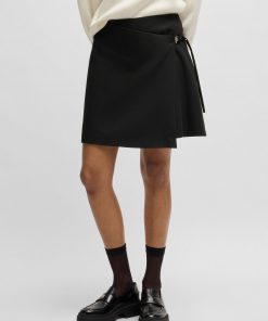 Hugo Boss Skirts-Wrap mini skirt with branded belt buckle-hugo boss store