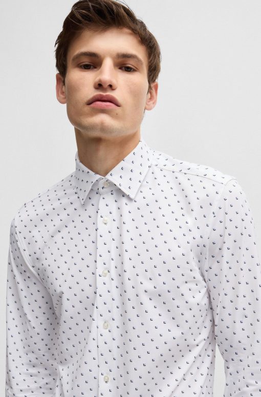 Hugo Boss Shirts-Slim-fit shirt in printed performance-stretch fabric-boss near me - Image 2