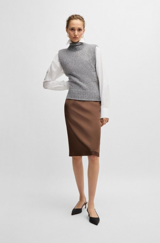 Hugo Boss Skirts-Pencil skirt in lustrous fabric-hugo - Image 2