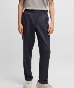 Hugo Boss-Relaxed-fit trousers in denim-effect wool-boss store