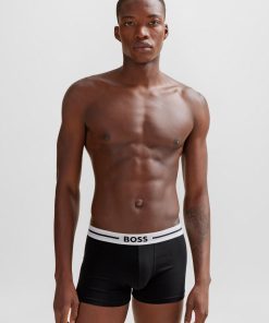 Hugo Boss Underwear-Three-pack of stretch-cotton trunks with logo waistbands-hugo by hugo boss 2