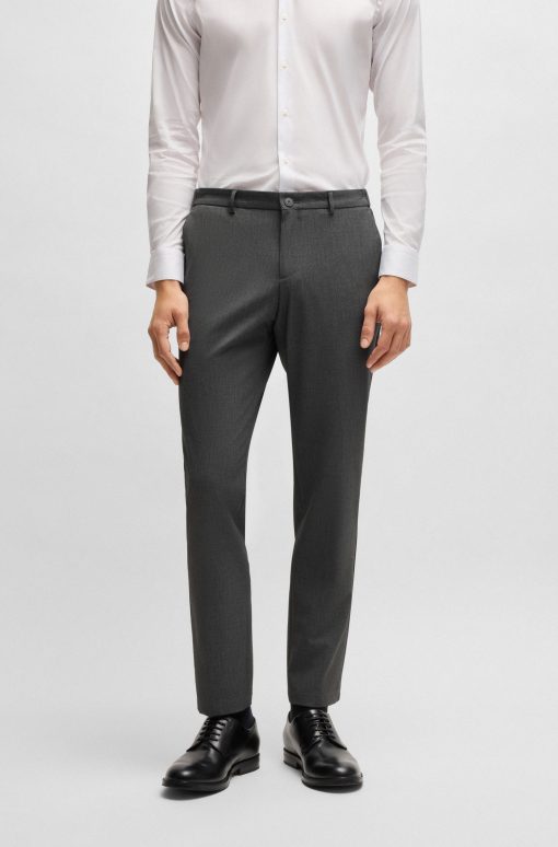 Hugo Boss-Slim-fit washable trousers in micro-patterned stretch fabric-hugo boss store