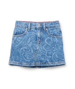 Hugo Boss-Kids’ stretch-denim mini skirt with lasered paisley pattern-hugo boss outlet