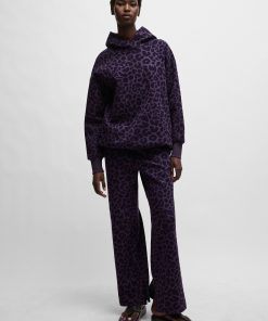 Hugo Boss Sweaters and Cardigans-NAOMI x BOSS longline hoodie with leopard pattern-boss near me 2