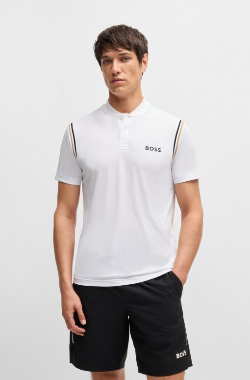 Hugo Boss Polo Shirts-BOSS x Matteo Berrettini active polo shirt with moisture control-hugo boss store near me