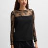 Hugo Boss Blouses-Hammered-satin camisole with lace insert-boss near me 4