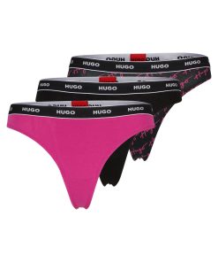 Hugo Boss Underwear, Pajamas, and Socks-Three-pack of stretch-cotton thongs with logo waistbands-hugo