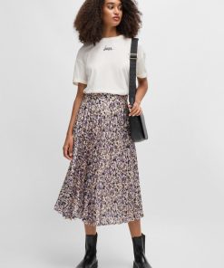 Hugo Boss Skirts-Maxi skirt in printed plissé satin-hugo boss near me 2