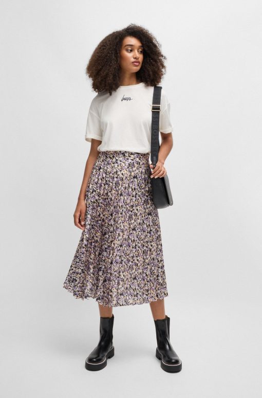 Hugo Boss Skirts-Maxi skirt in printed plissé satin-hugo boss near me - Image 2