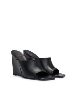 Hugo Boss Sandals-NAOMI x BOSS wedge-heel mules in leather-hugo boss outlet