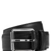 Hugo Boss Belts-Leather belt with logo-stamped keeper-hugo 3