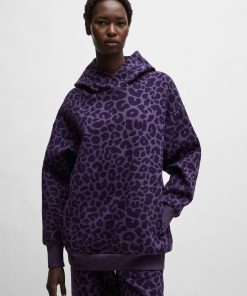 Hugo Boss Sweaters and Cardigans-NAOMI x BOSS longline hoodie with leopard pattern-hugo boss sale