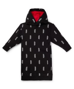 Hugo Boss-Kids’ fleece hoodie dress with vertical logo prints-boss outlet