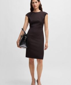 Hugo Boss Dresses-Slim-fit dress in virgin wool with cap sleeves-hugo by hugo boss