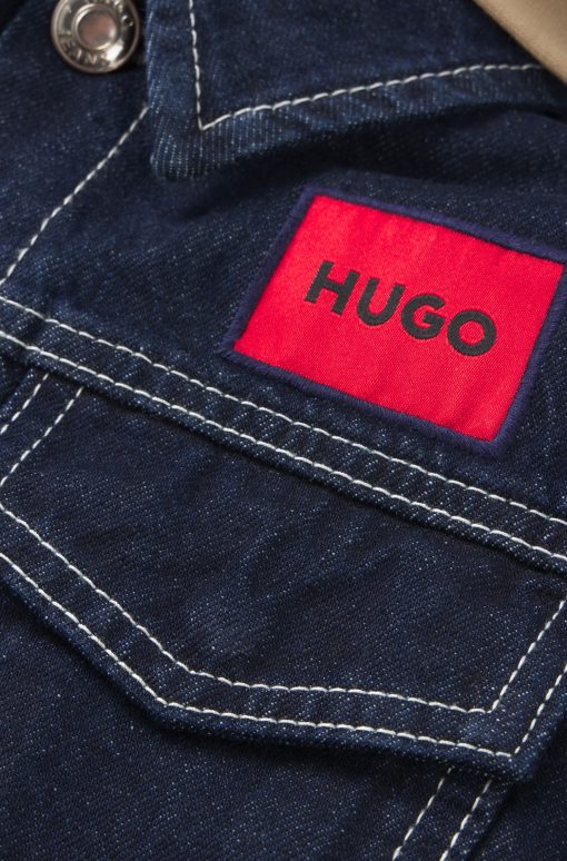 Hugo Boss-Kids' denim jacket with detachable fleece hood-boss near me - Image 2