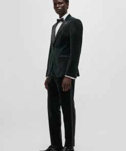 Hugo Boss-Slim-fit tuxedo trousers in cotton velvet-boss outlet 2