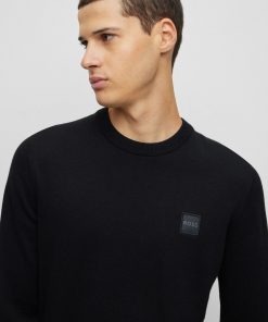 Hugo Boss Sweaters and Cardigans-Crew-neck sweater in cotton and cashmere with logo-boss store 2