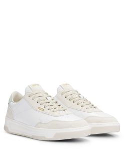 Hugo Boss Sneakers-Branded lace-up trainers in leather and nubuck-boss hugo