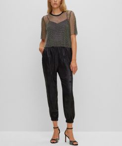 Hugo Boss Blouses-Regular-fit blouse in sparkling mesh with crystal details-hugo boss store near me 2