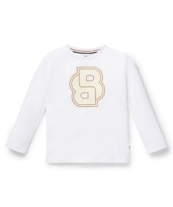 Hugo Boss-Kids’ long-sleeved cotton T-shirt with Double B monogram-boss hugo