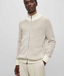 Hugo Boss Sweaters and Cardigans-Zip-up cardigan in cotton and virgin wool-boss hugo