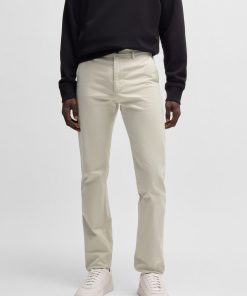 Hugo Boss Pants-Regular-fit chinos in stretch-cotton satin-hugo boss outlet