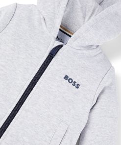 Hugo Boss-Kids’ zip-up hoodie with logo print-hugo boss outlet 2