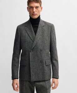 Hugo Boss Sport Coats-BOSS SELECTED BY BECKHAM patterned wool-blend suit jacket-hugo boss outlet