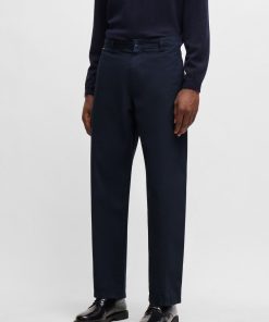 Hugo Boss Pants-Relaxed-fit trousers in stretch-cotton poplin-hugo boss outlet