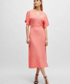 Hugo Boss Dresses-V-neck dress with waist detail-boss hugo 2