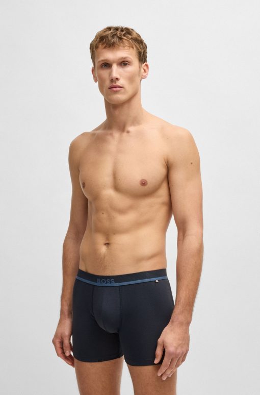 Hugo Boss Underwear-Stretch-cotton boxer briefs with logo waistband-hugo boss outlet - Image 2