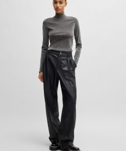 Hugo Boss Tops-Mock-neck top in velvet-touch mesh-hugo boss near me 2