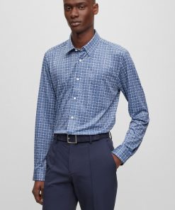 Hugo Boss-Slim-fit shirt in printed performance-stretch fabric-boss hugo