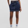 Hugo Boss Skirts-Denim midi skirt with front slit-boss store 3