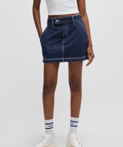 Hugo Boss Skirts-Denim mini skirt with contrast stitching-boss near me