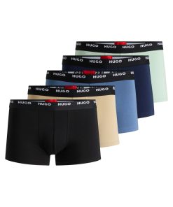 Hugo Boss Underwear-Five-pack of stretch-cotton trunks with logo waistbands-hugo boss sale